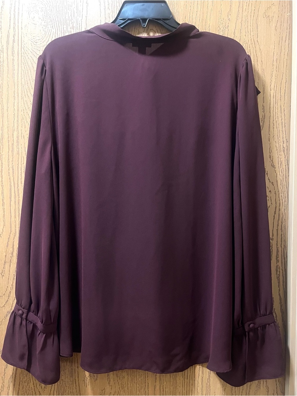 Ann Taylor Wine Tie-Neck Ruffle Blouse - Picture 2 of 7
